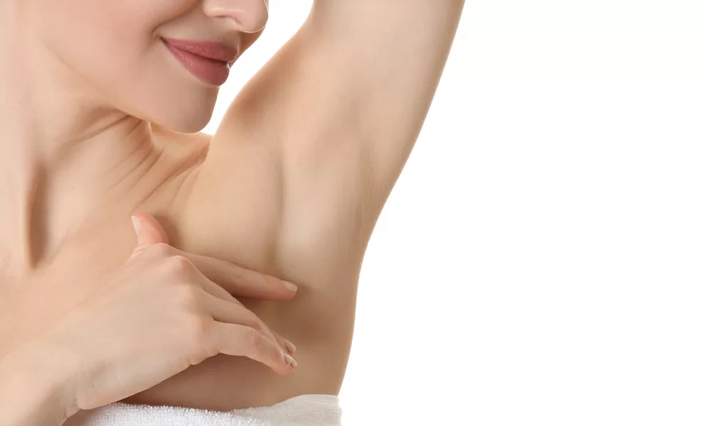 female with excessive sweating under arms