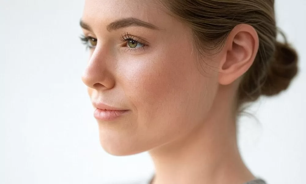 profile of female with a weak chin