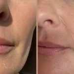 collage of stages of chemical on female face
