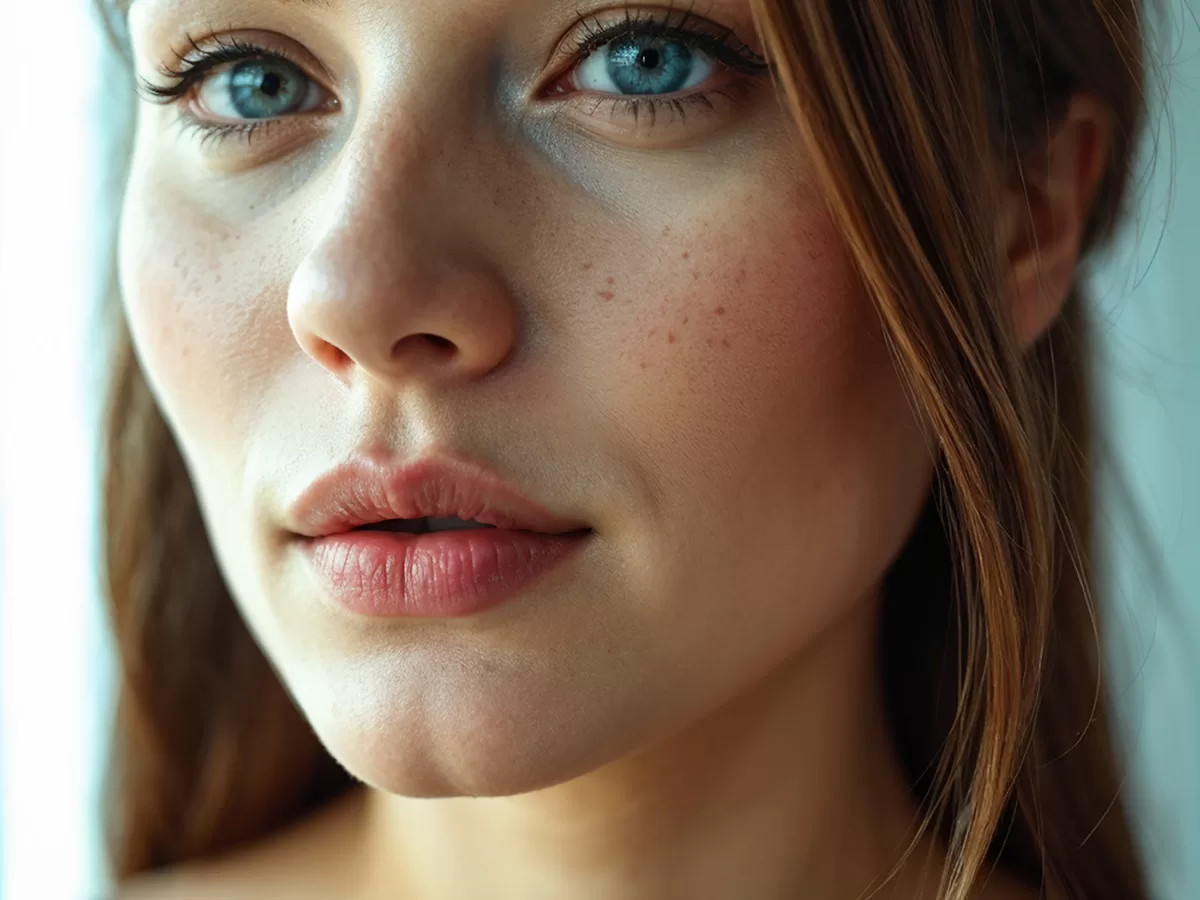Female model close up of face and healthy skin